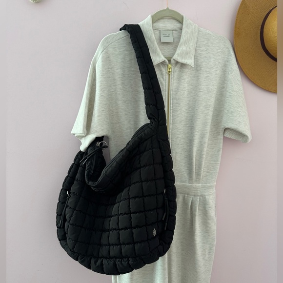 Free People Movement Quilted Carryall Hobo Bag in Black - Picture 5 of 9
